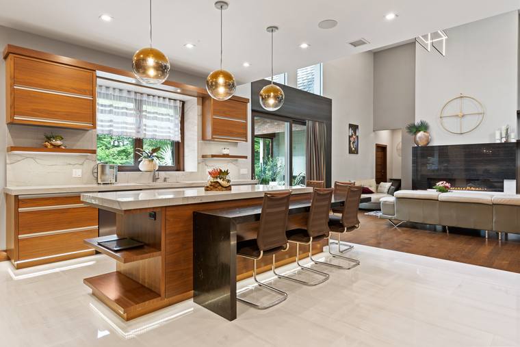 Walnut modern kitchen, New Jersey